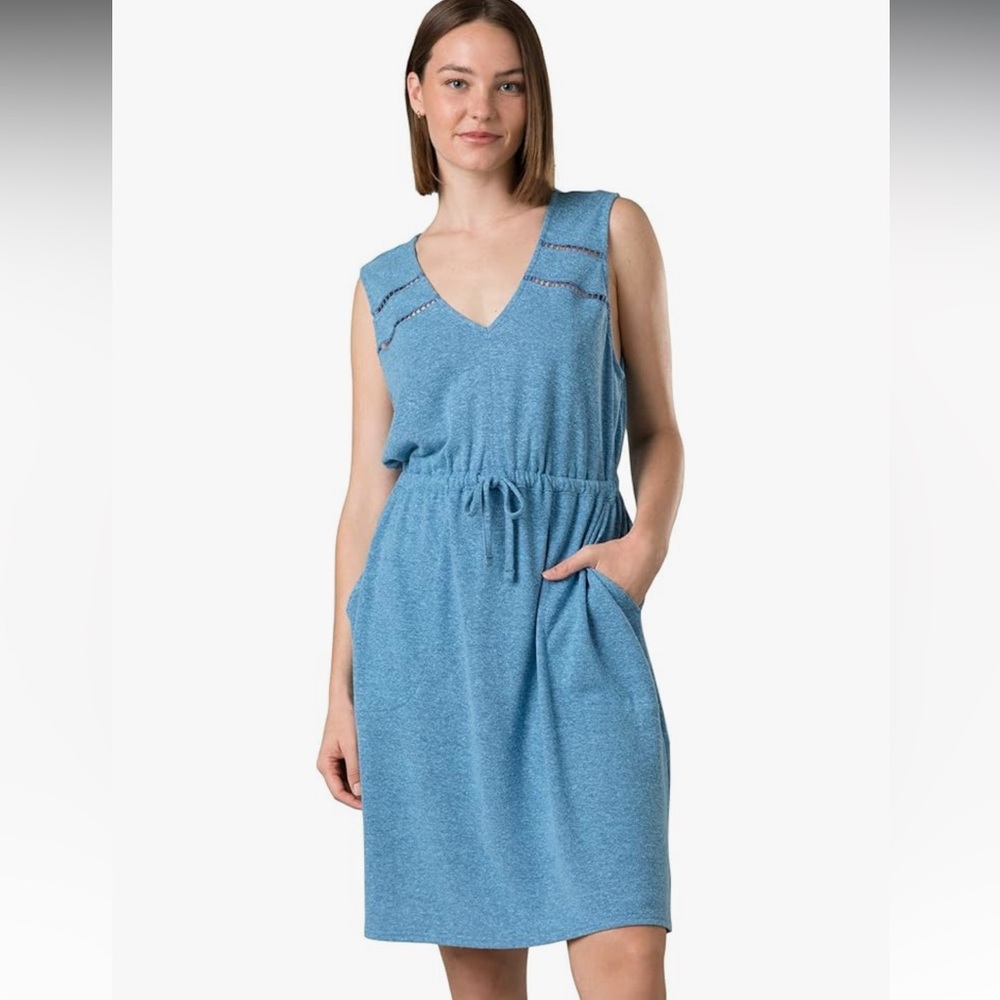 NWT Prana Sz Small Cozy Up Corinne Mini Sleeveless Blue Sky Heather Dress Rt $89